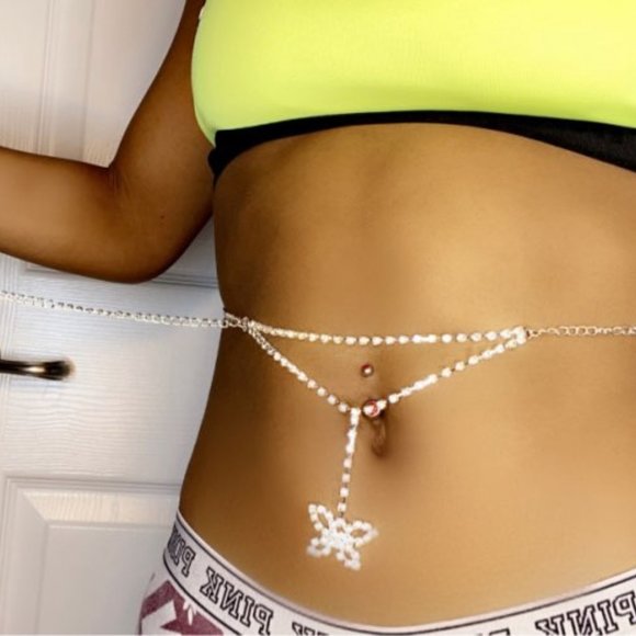 NWOT Belly Back Jewelry Chain. Silver Rhinestone - Picture 8 of 8